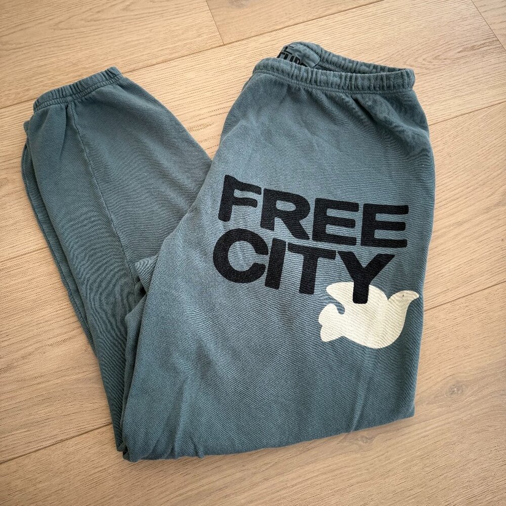 FREE CITY SWEATPANTS-- GENTLY WORN -SIZE M- SURPLUS GREEN